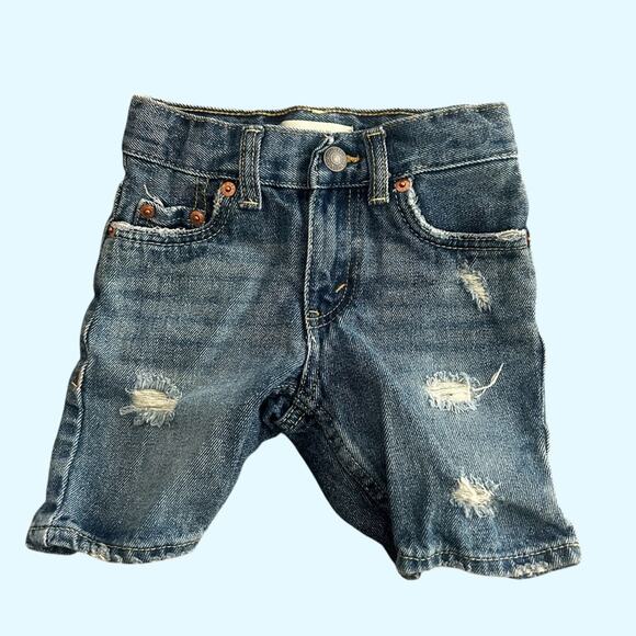 Boys 511 Slim Levi’s Jean Shorts Adjustable Long Distressed Size 4 - Picture 1 of 6